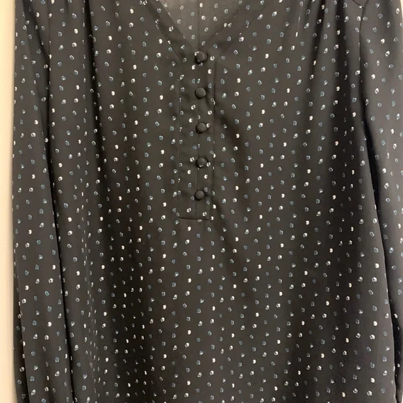 Apt 9 V Neck Buttoned Dotted Blouse, Medium - Picture 5 of 7